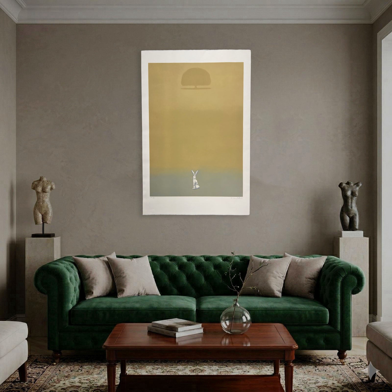 Maurizio Lanzillotta "Conejo y Encina"Limited Signed Wall Art, 70 x 100 cm