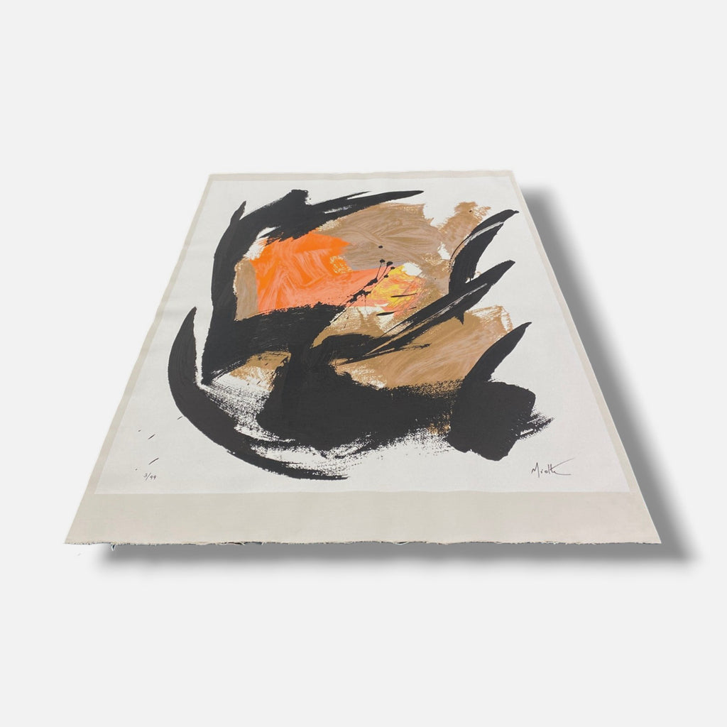 Jean Miotte "Mancha Naranja Central" P.T. Limited Signed Wall Art | 95 x 65 cm