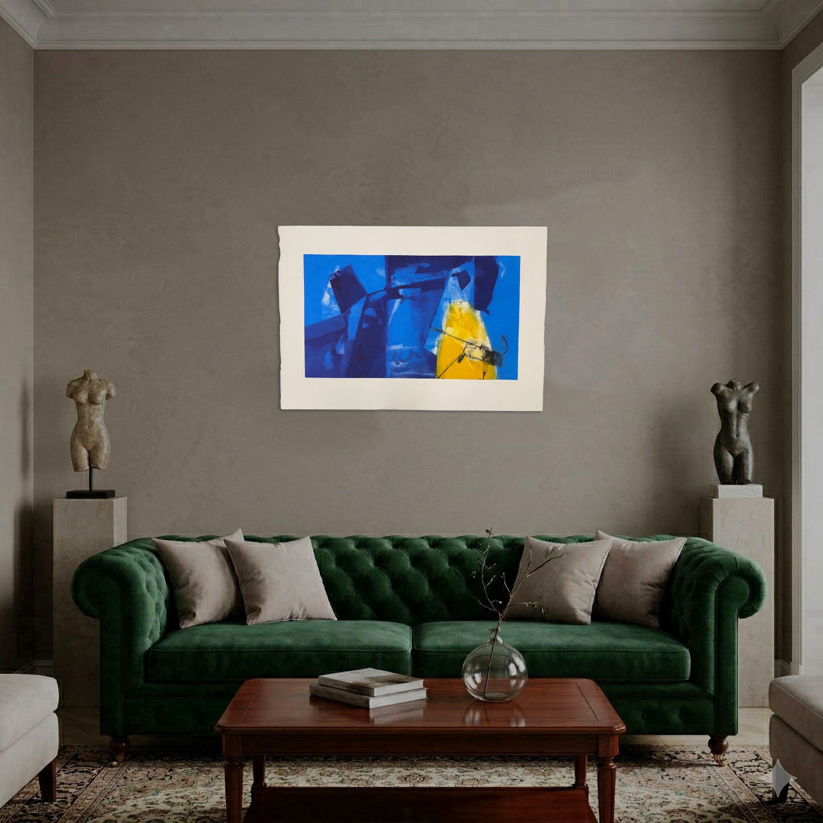 Joaquín Capa Eiriz "Blue Space with Yellow" Limited Signed Fine Wall Art Print