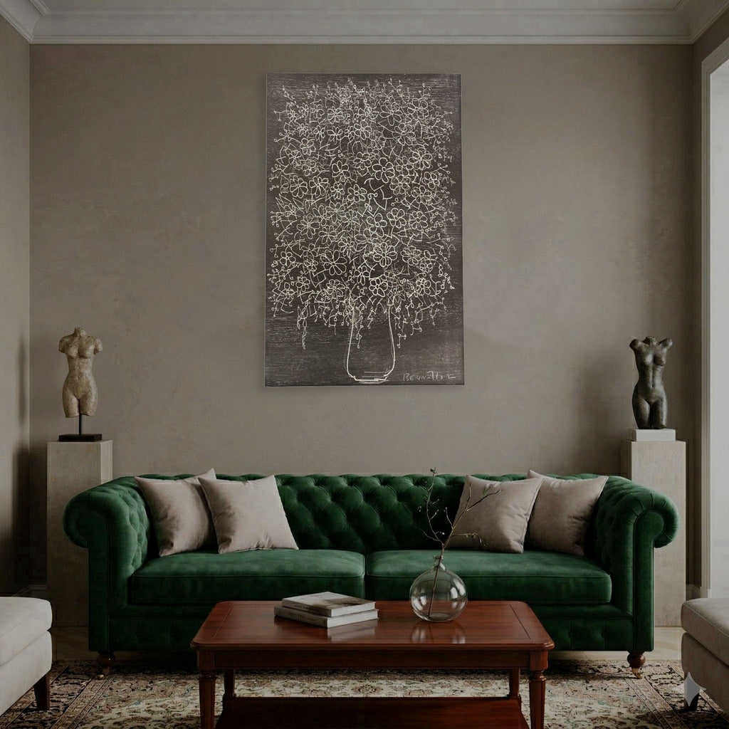 Joan Bennàssar "Jarron Con Flores Azul y Negro" 2003 Limited Signed Wall Art