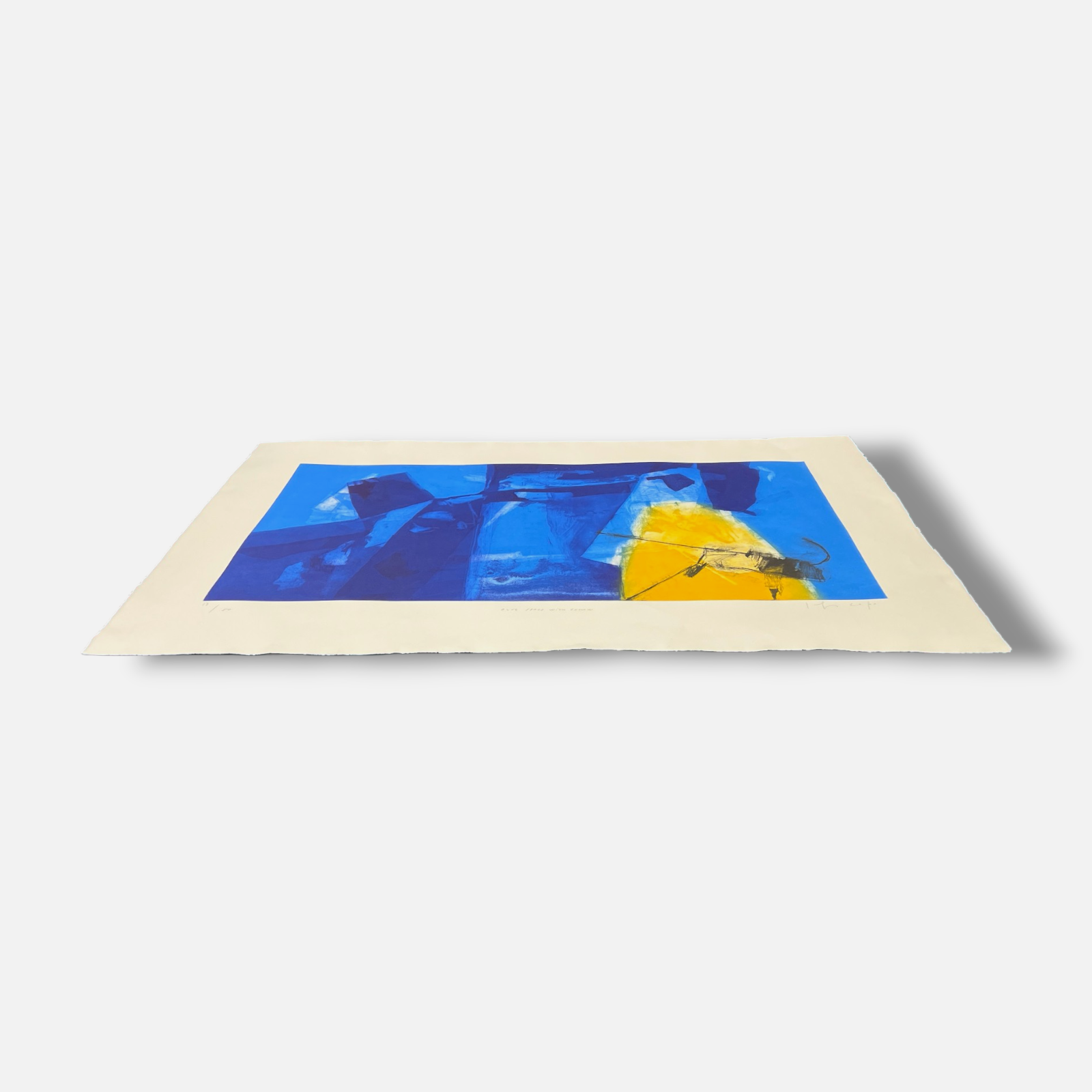 Joaquín Capa Eiriz "Blue Space with Yellow" Limited Signed Fine Wall Art Print