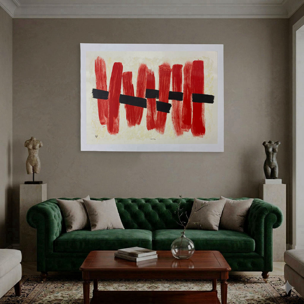 Agustín Ibarrola "Rojo" P.T. 2001 Limited Signed Wall Art | 72 x 100 cm