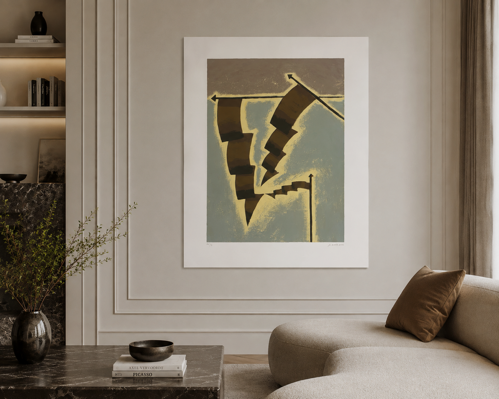 Antonio Rojas "Sin Titulo Tres Estandartes" H.C. Signed Limited Wall Art 100x70