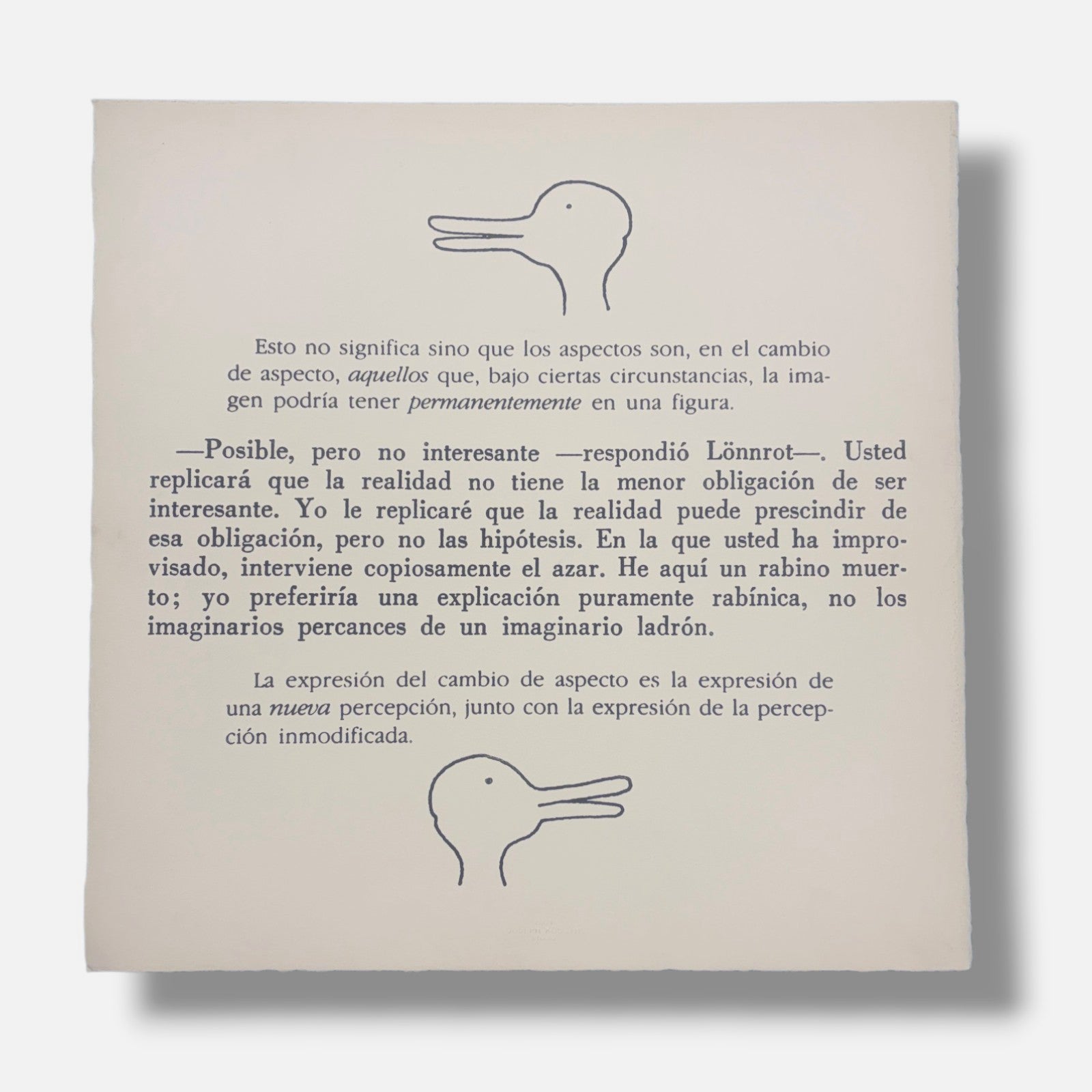 Joseph Kosuth "Borges y el Pato-Coneju" P.T. 2003 Limited Signed Wall Art, 50x50