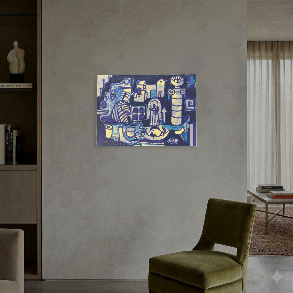 Nelson Villalobo Ferrer "Contratiempo Cubano Con Column" P.T. Signed Wall Art