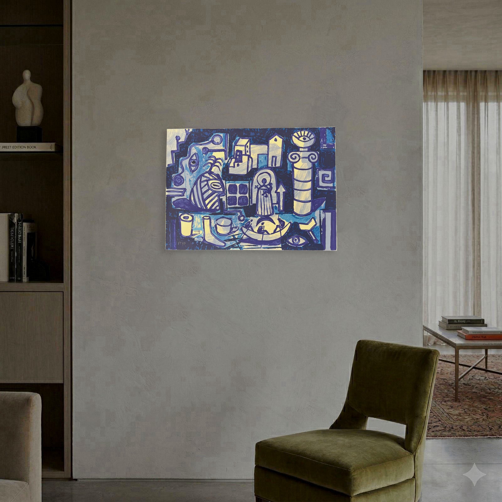 Nelson Villalobo Ferrer "Contratiempo Cubano Con Column" P.T. Signed Wall Art