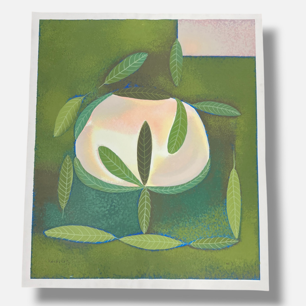 Nélida López Martínez "Estudio Con Flor y Hojas" H.C. Limited Signed Wall Art