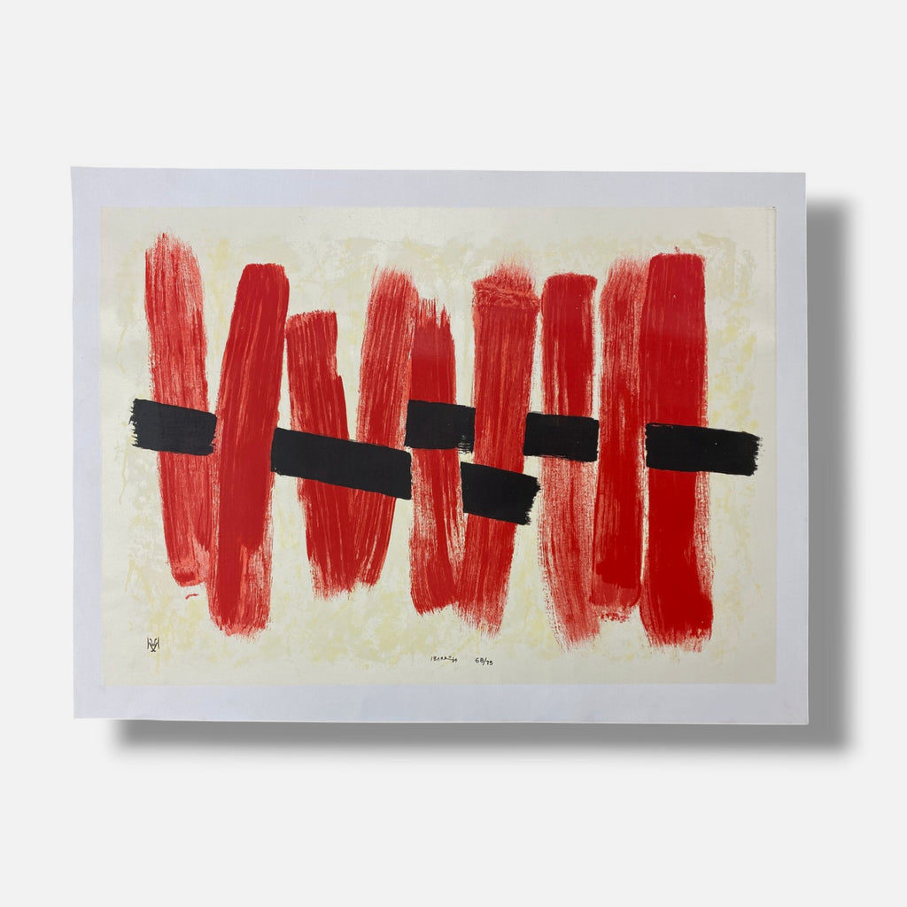 Agustín Ibarrola "Rojo" 2001 Limited Signed Wall Art | 72 x 100 cm