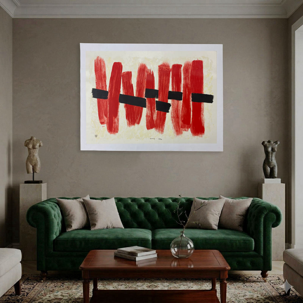 Agustín Ibarrola "Rojo" 2001 Limited Signed Wall Art | 72 x 100 cm