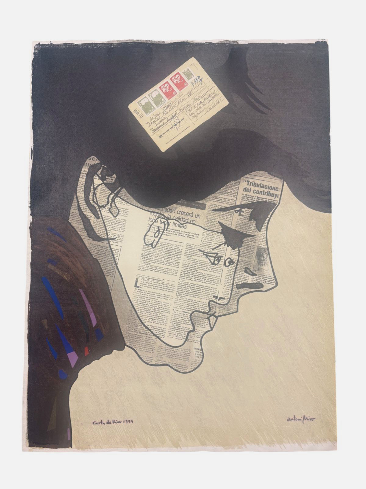 Antoni Miró Bravo "Carta de Kiev" 1999 Limited Signed Wall Art Print 73Lx54W cm