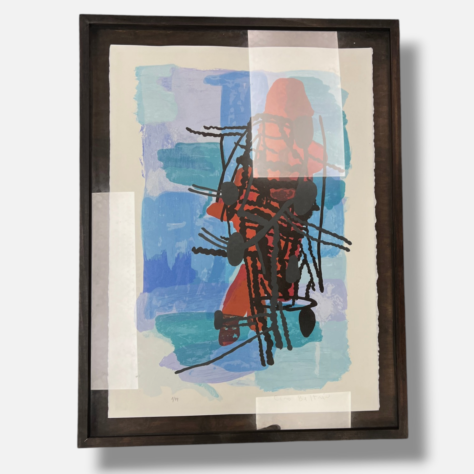 Ciro Beltrán "Azul" 2004 Limited Signed Fine Framed Wall Art, 70x50 cm