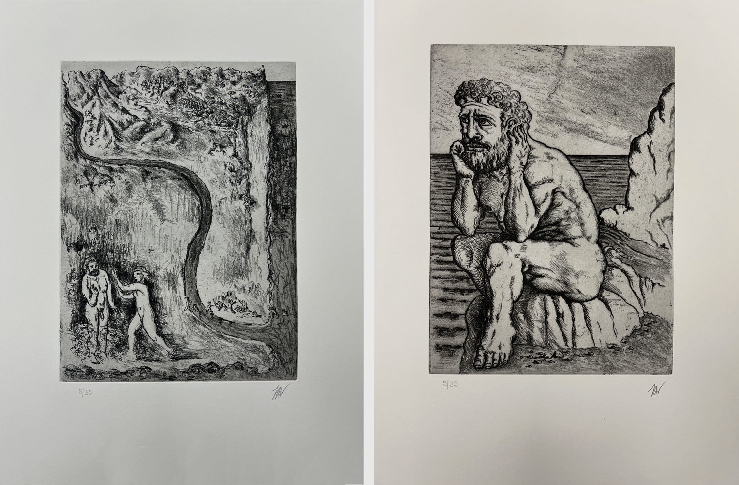 Guillermo Pérez Villalta "La Odisea" Limited Signed Art Print Set, 80 x 40 cm.