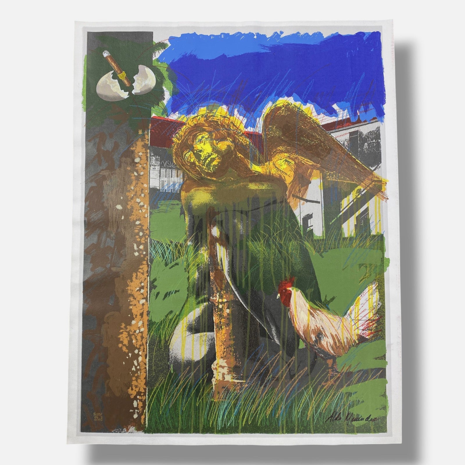 Aldo Menendez "Sin Plumas y Cacareando" 2002 Limited Signed Fine Wall Art