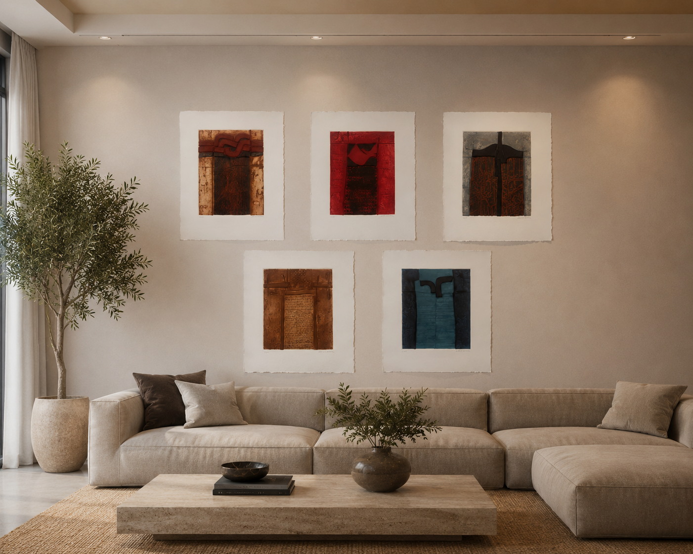 José Luis Sánchez "Confluencias" 2001 Limited Signed Wall Art Set 65L x 50W cm