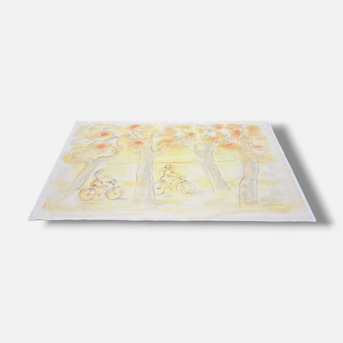 Antonio Rodriguez Valdivieso "Paisaje Con Ciclista" P.T. Signed Wall Art Limited