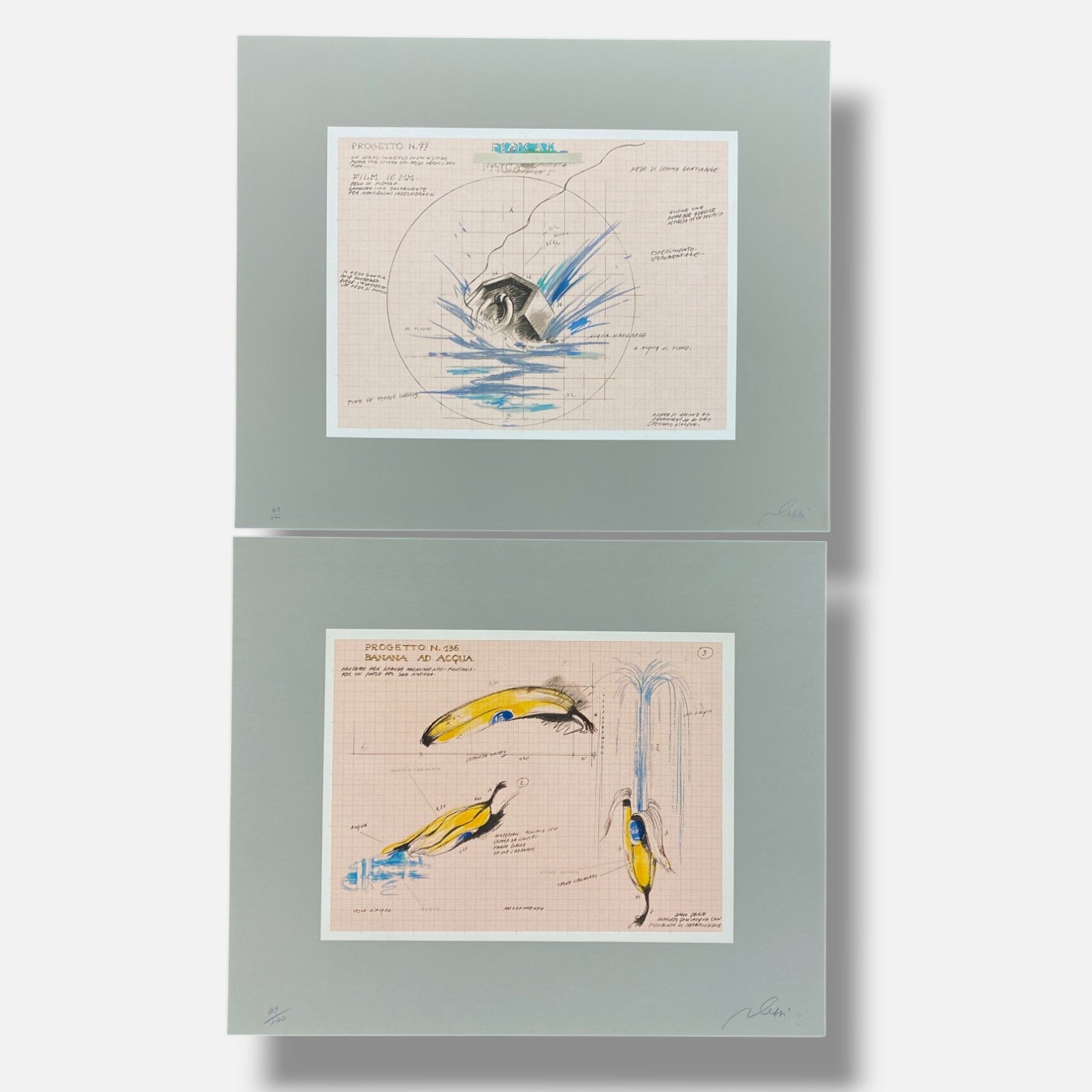 Fabrizio Plessi "Rapporto Sull' Acqua" 1974 Fine Wall Art 12-Piece Set