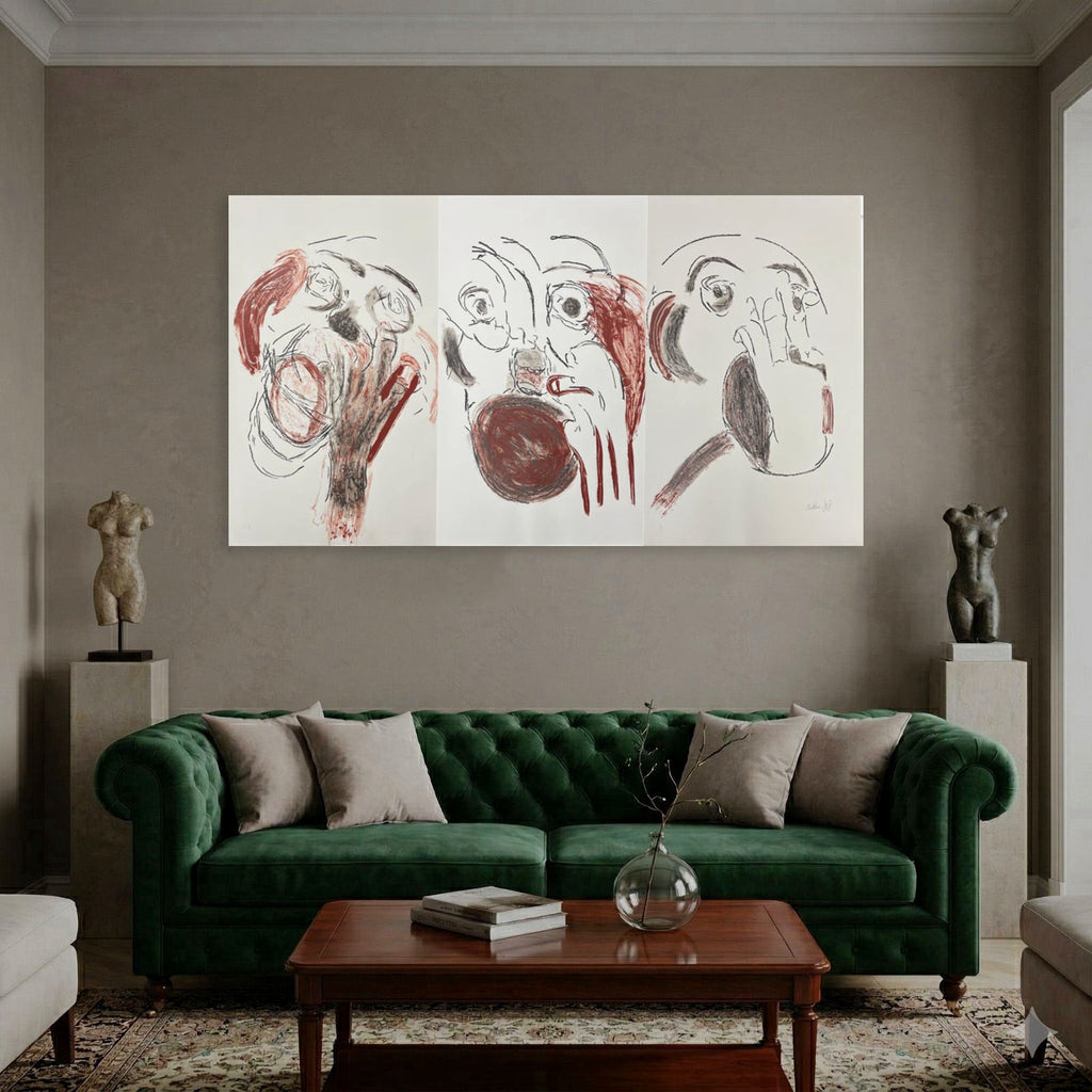 Massimiliano Frumenti "Il Cuore in Testa" 2002 Limited Signed Triptych Wall Art