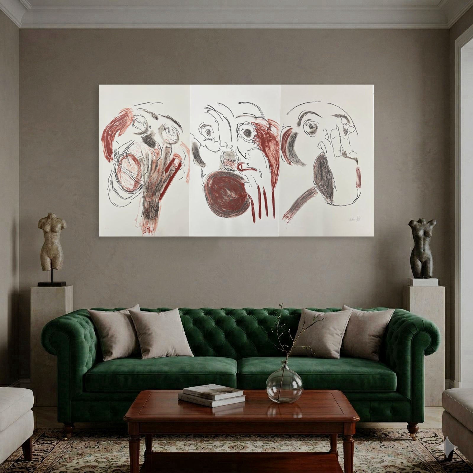 Massimiliano Frumenti "Il Cuore in Testa" 2002 Limited Signed Triptych Wall Art