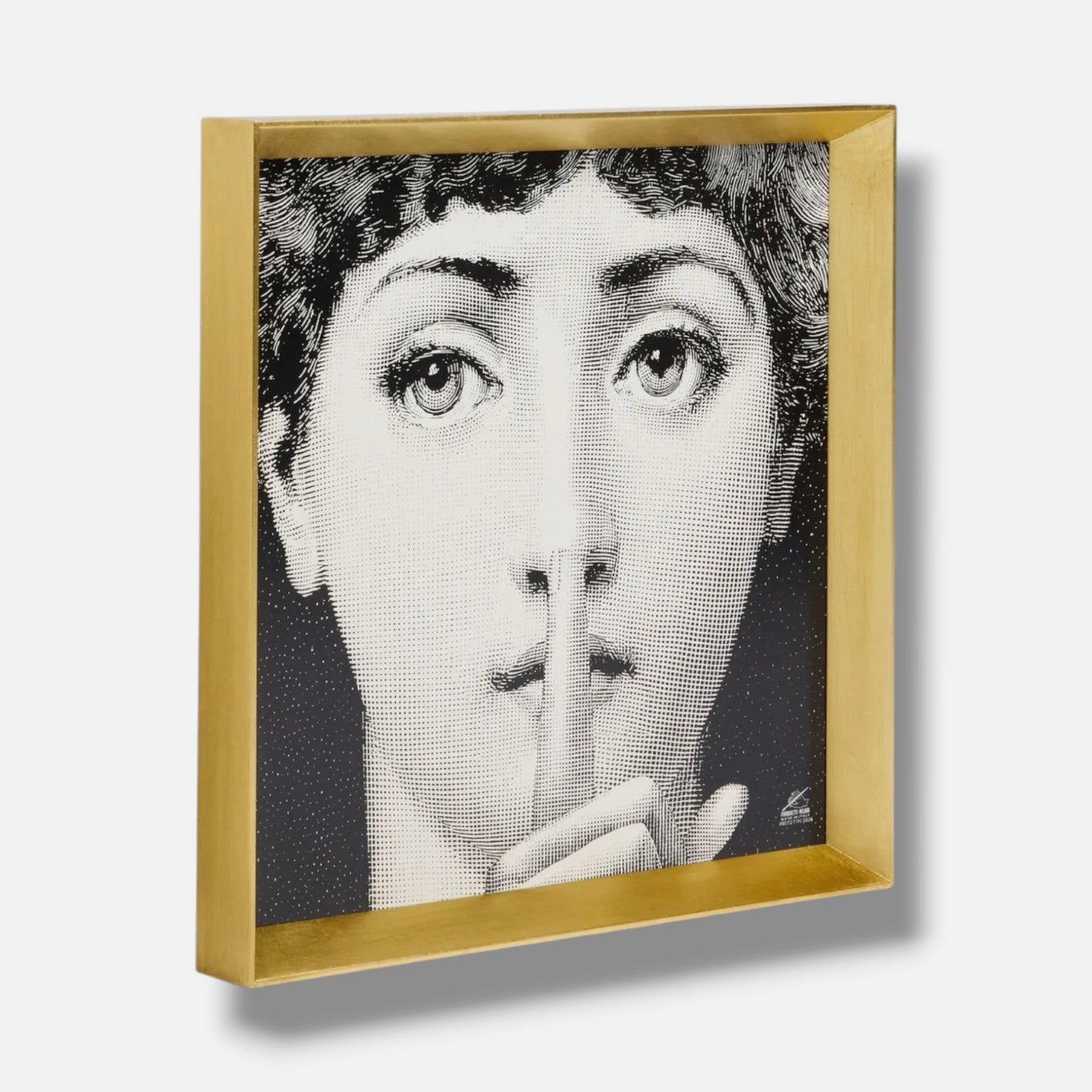 Fornasetti Frame White Black Silenzio Square Decorative Panel