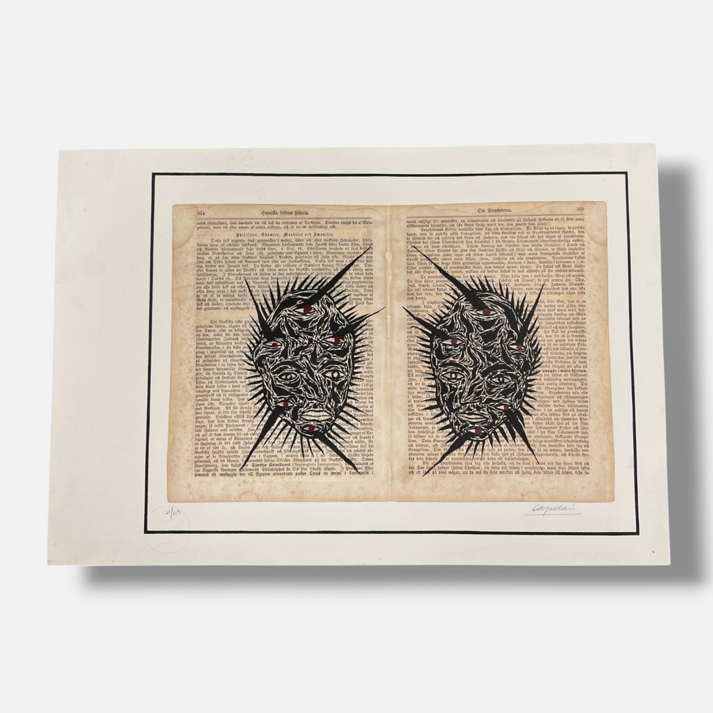 Carlos Capelán "Mascaras" Limited Signed Fine Wall Art / 50 x 34 cm