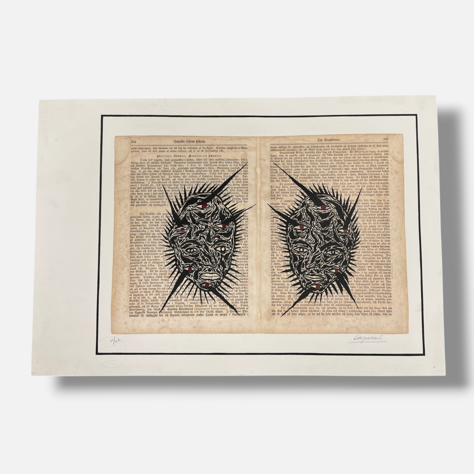 Carlos Capelán "Mascaras" Limited Signed Fine Wall Art / 50 x 34 cm