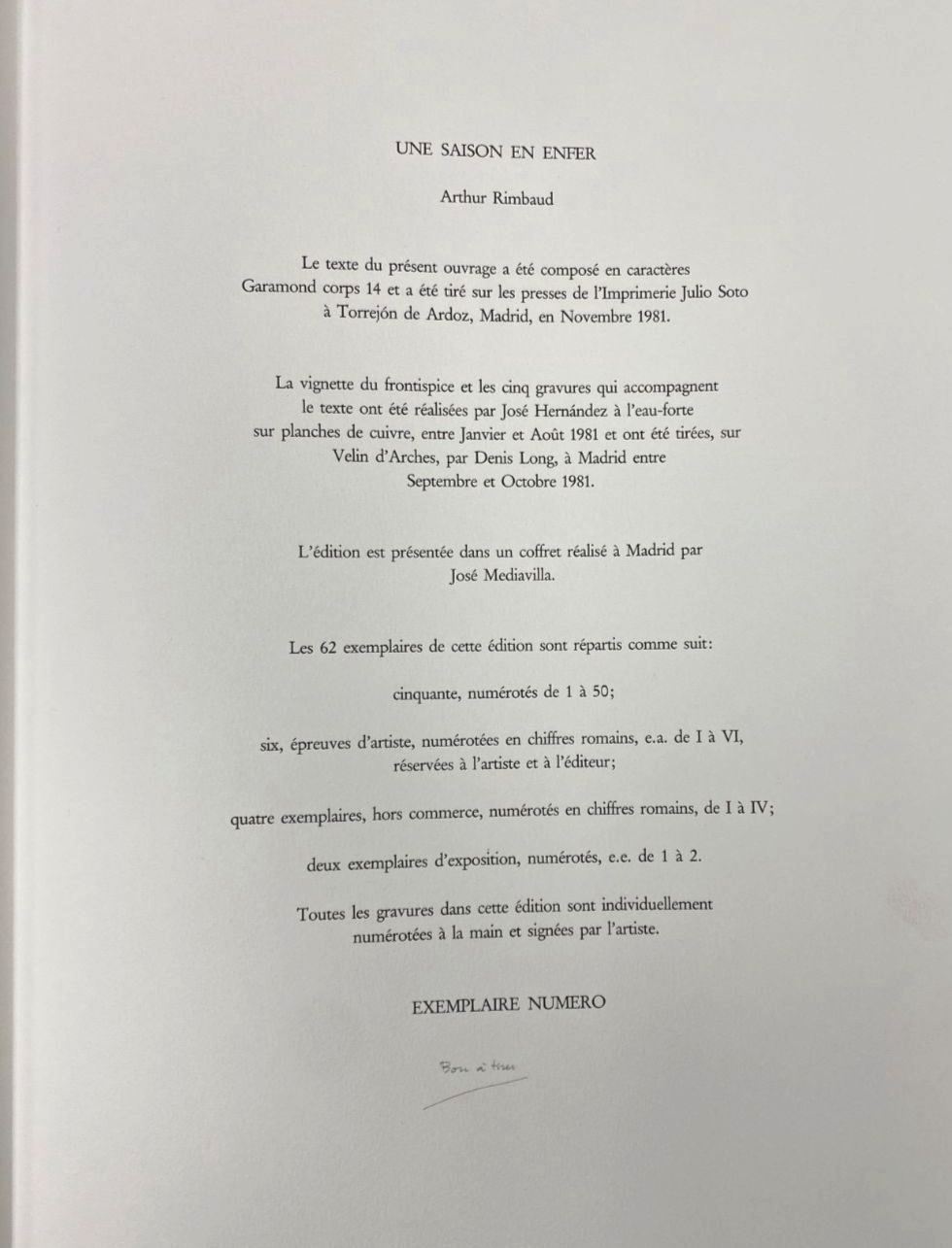 Jose Hernandez Muñoz "Une Saison En Enfer" Poem & Art Print Set, 50 x 32 cm
