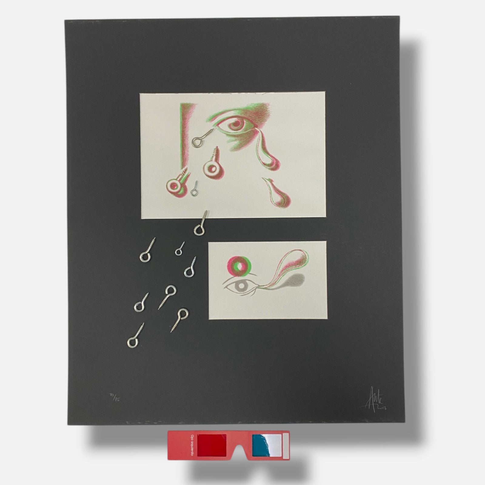 Luis Eduardo Aute "Lagrimas De Acero" 2006, Fine 3D Art Print | 49 x 40 cm