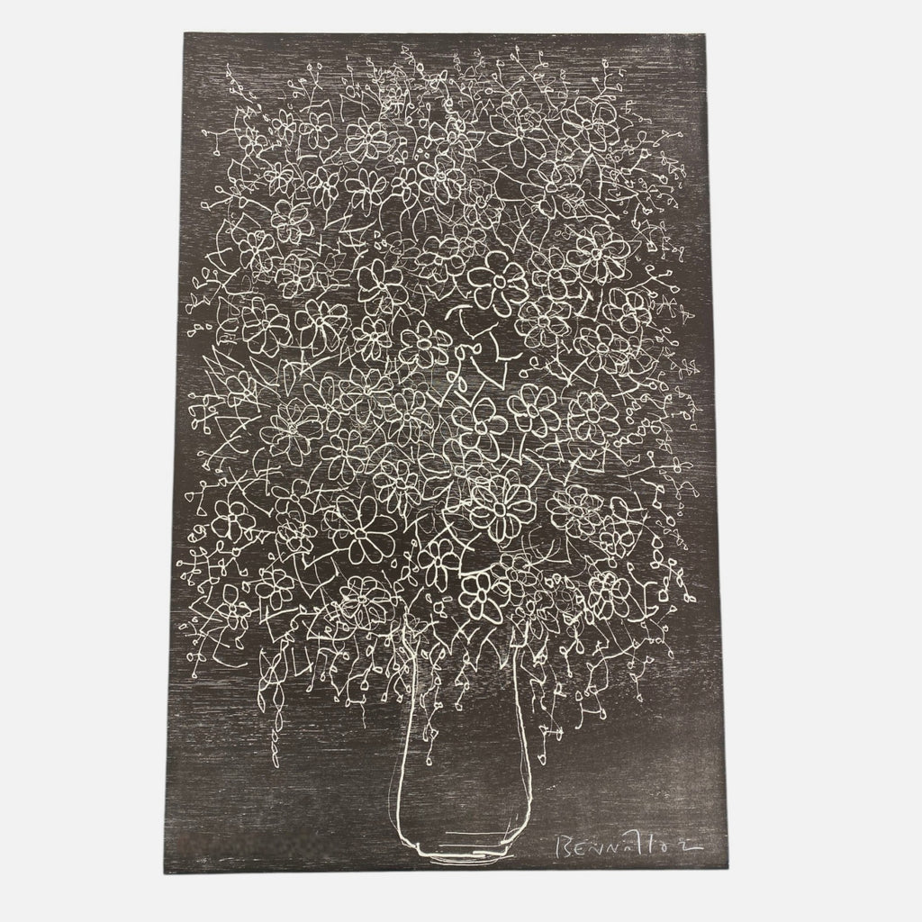 Joan Bennàssar "Jarron Con Flores Azul y Negro" 2003 Limited Signed Wall Art