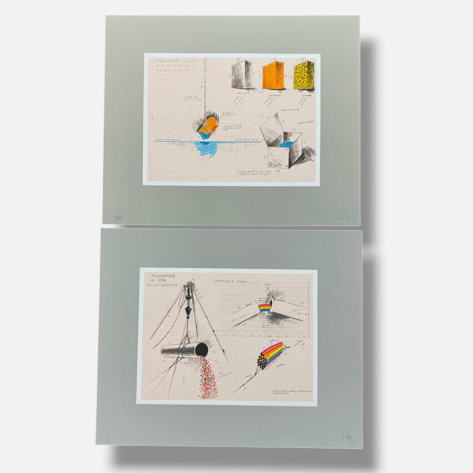 Fabrizio Plessi "Rapporto Sull' Acqua" 1974 Fine Wall Art 12-Piece Set