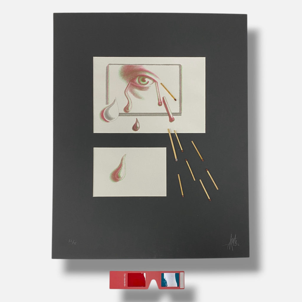 Luis Eduardo Aute "Lagrimas De Fuego" 2006, Fine 3D Art Print | 49 x 40 cm.