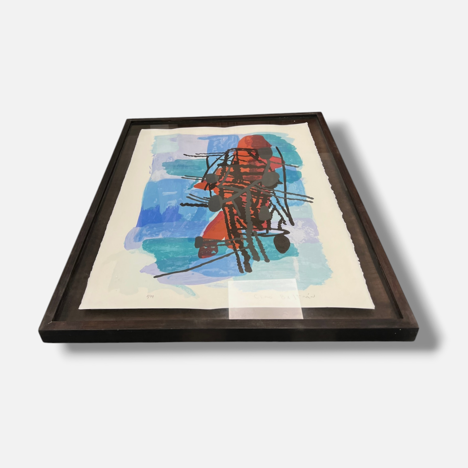 Ciro Beltrán "Azul" 2004 Limited Signed Fine Framed Wall Art, 70x50 cm