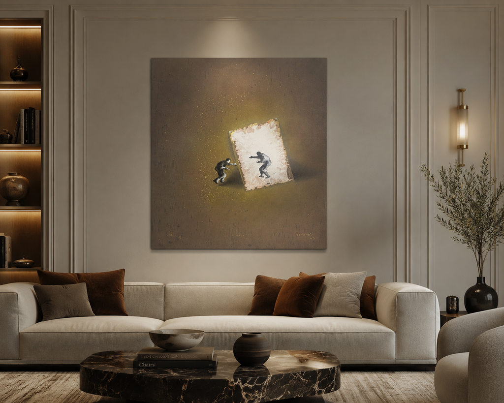 Juan Genovés "El Espejo" 2003 P.T. Limited Signed Unframed Fine Wall Art 88Lx72W
