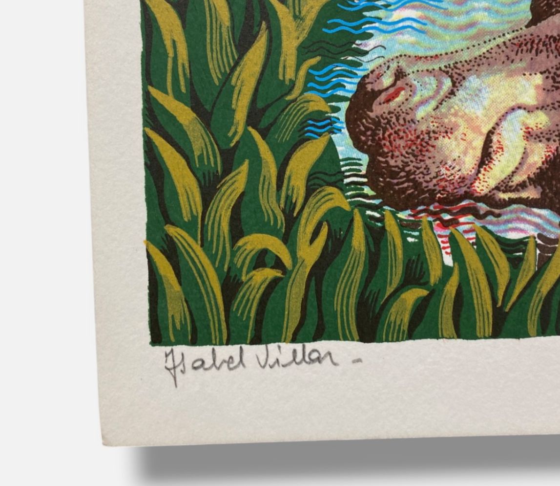 Isabel Villar "Niña con Hipopótamo" Fine Art Print | 34 x 24 cm