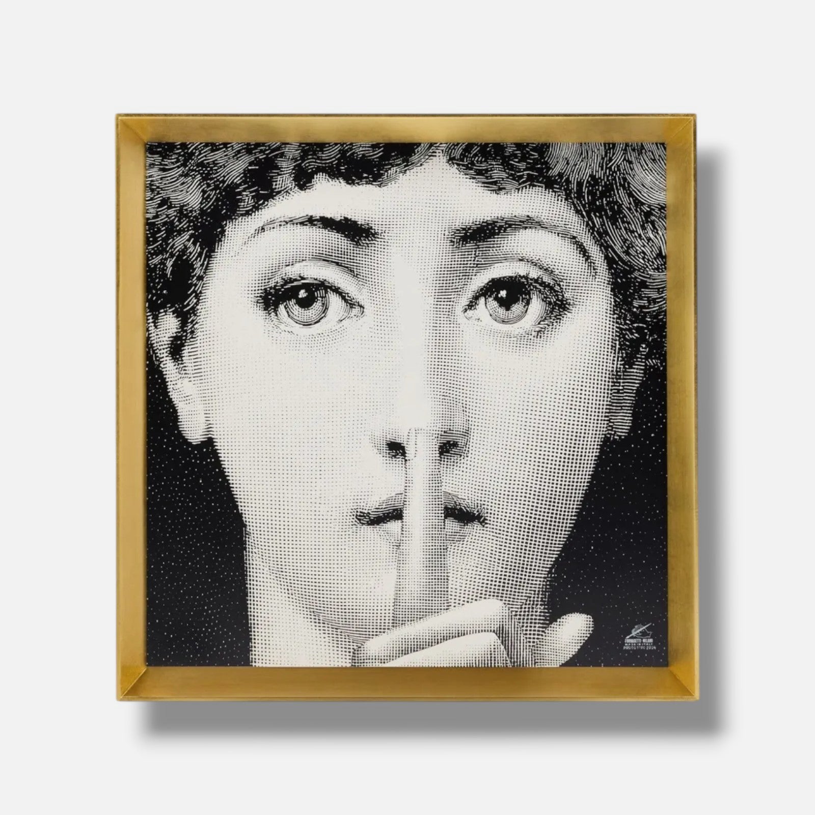 Fornasetti Frame White Black Silenzio Square Decorative Panel