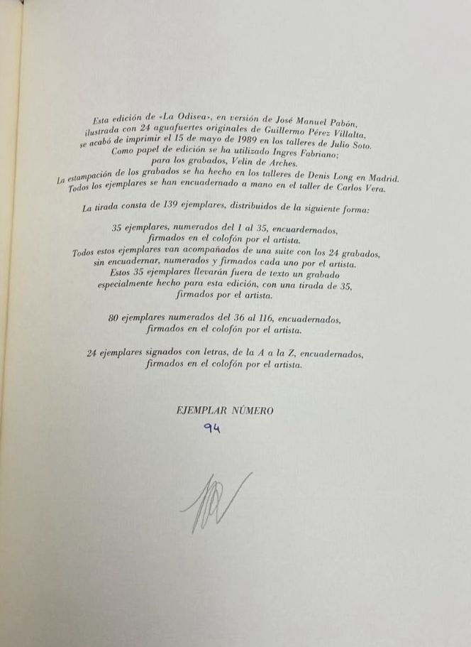 Guillermo Pérez Villalta "La Odisea" Poem & Art Print Set, 35 x 25 cm