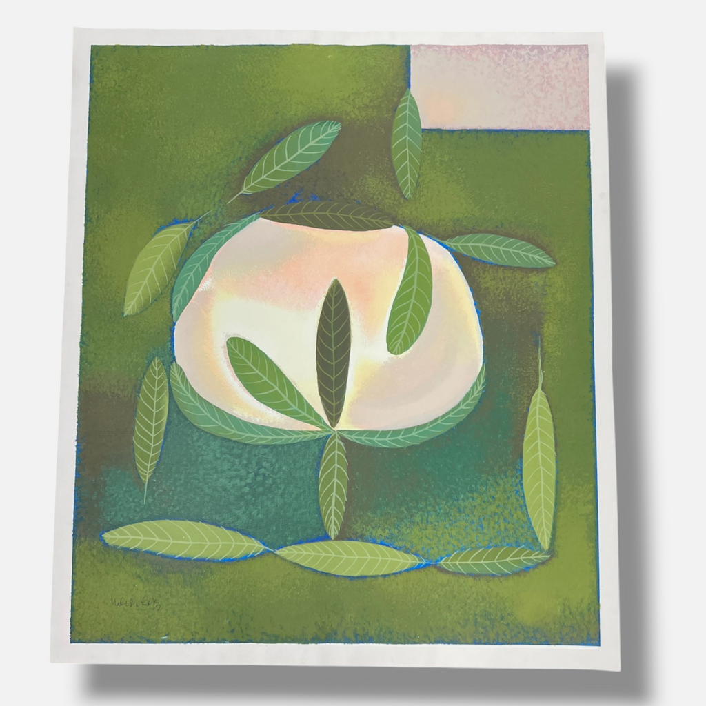 Nélida López Martínez "Estudio Con Flor y Hojas" P.T. Limited Signed Wall Art