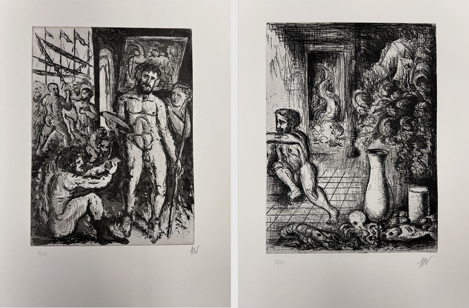 Guillermo Pérez Villalta "La Odisea" Limited Signed Art Print Set, 80 x 40 cm.