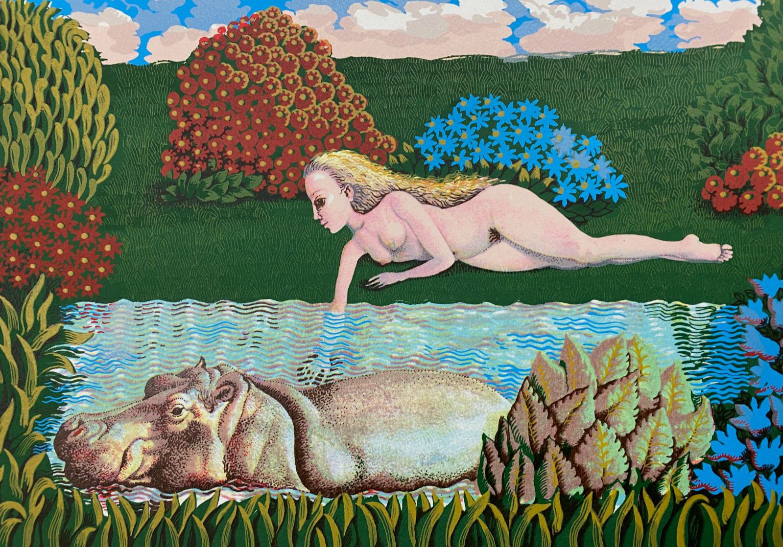 Isabel Villar "Niña con Hipopótamo" Fine Art Print | 34 x 24 cm