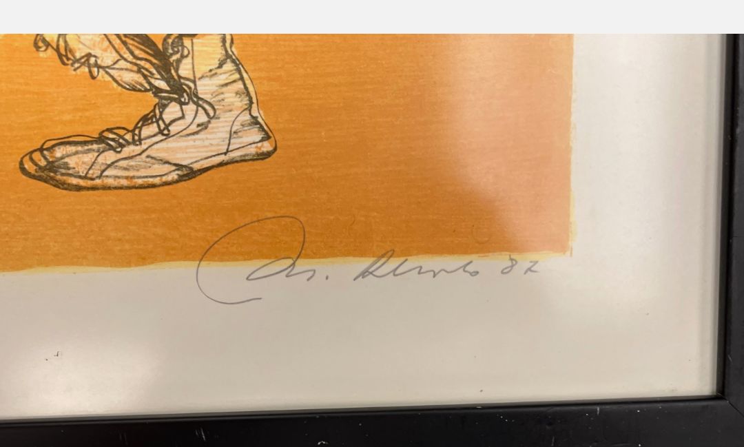 Manuel Alcorlo "Naranja" 1987 Limited Signed Framed Fine Wall Art Print