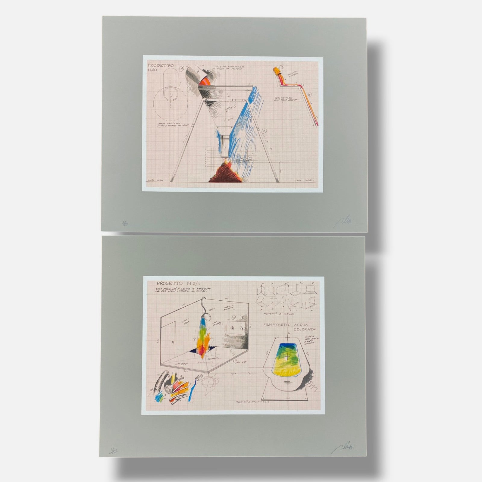 Fabrizio Plessi "Rapporto Sull' Acqua" 1974 Fine Wall Art 12-Piece Set