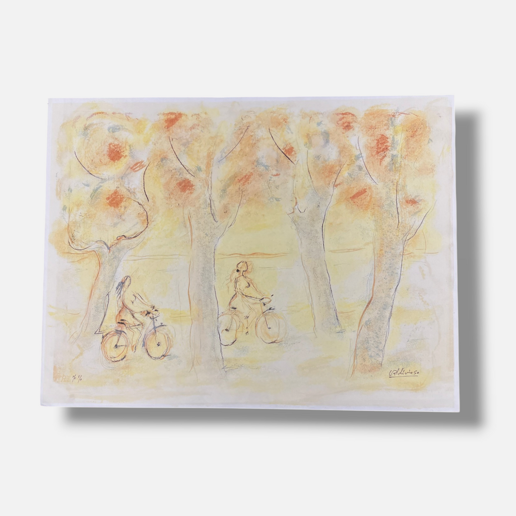Antonio Rodriguez Valdivieso "Paisaje Con Ciclista" P.T. Signed Wall Art Limited