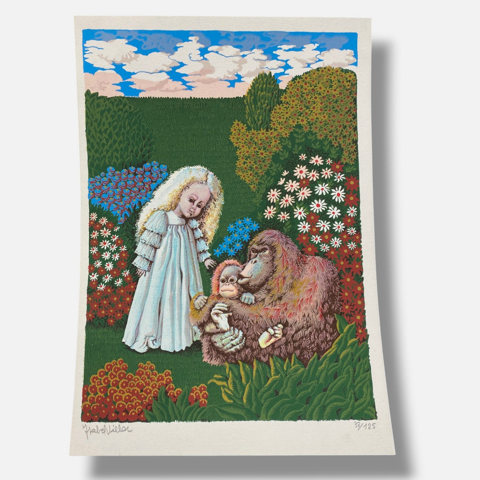 Isabel Villar "Niña con Monos" Fine Art Print | 34 x 24 cm