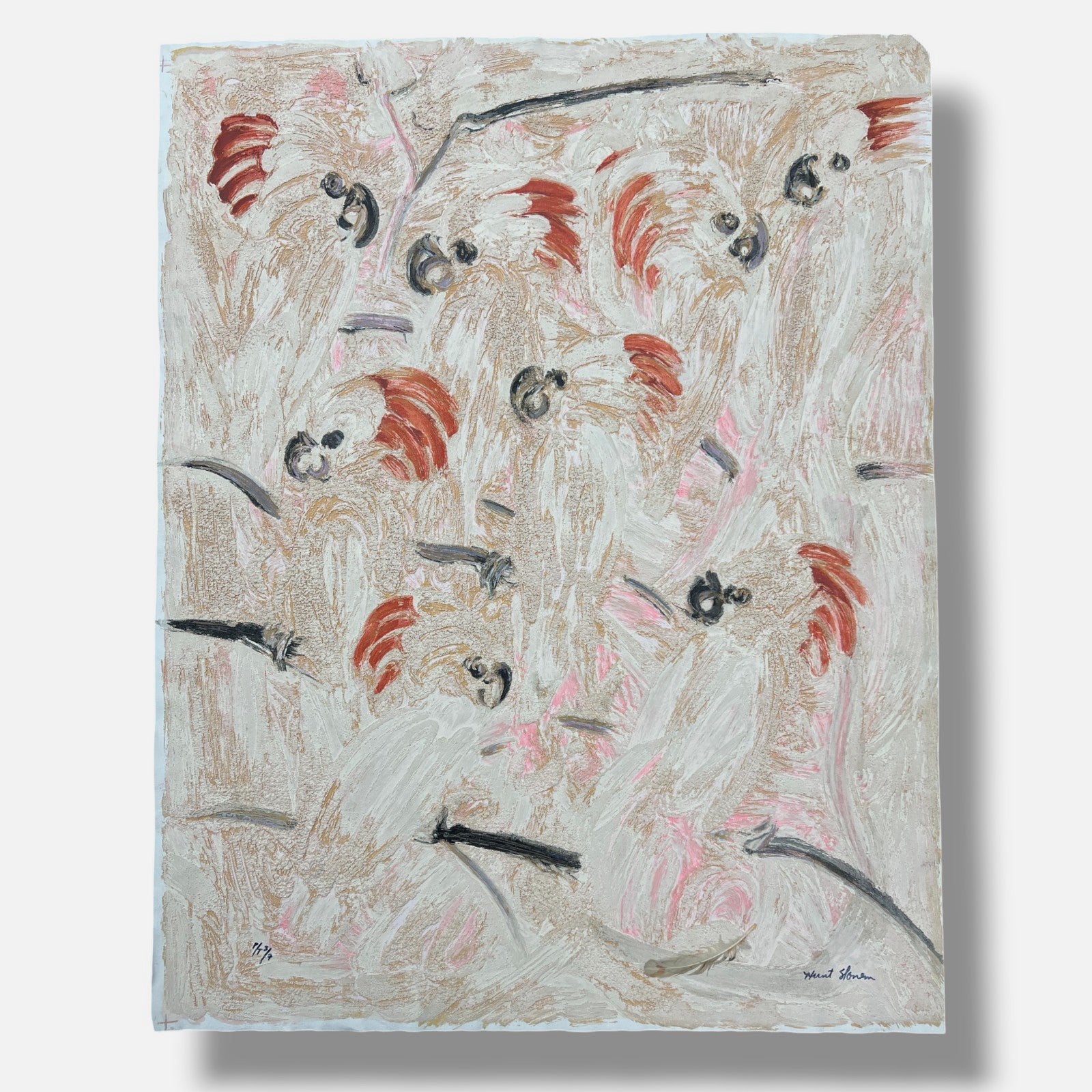 Hunt Slonem "Cockatoos" P.T. 2001 Limited Signed Wall Art, 109 x 87 cm