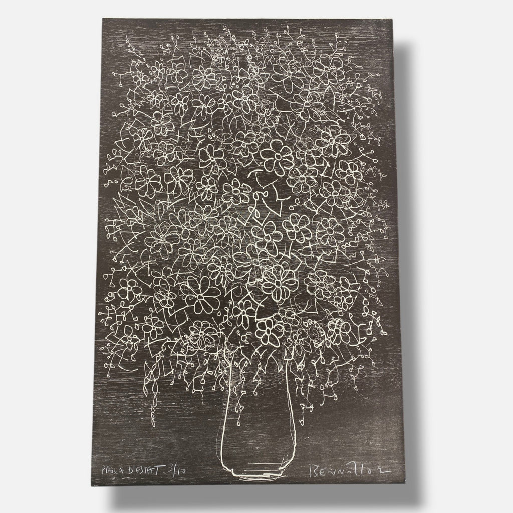 Joan Bennàssar "Jarron Con Flores Azul y Negro" P.D'E. Limited Signed Wall Art