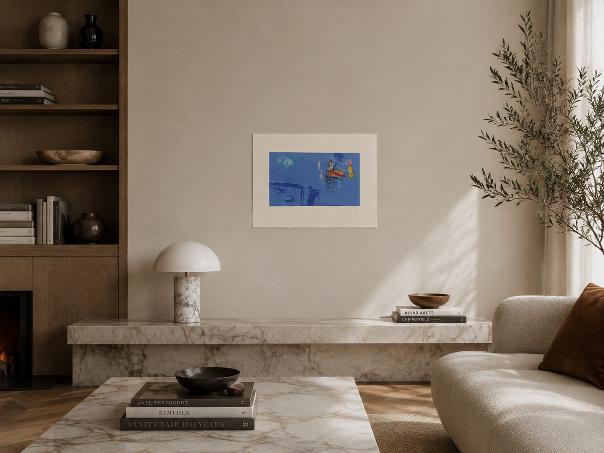 Joaquín Capa Eiriz "Collage on blue" /65 Limited Signed Fine Wall Art, 56L x 76W