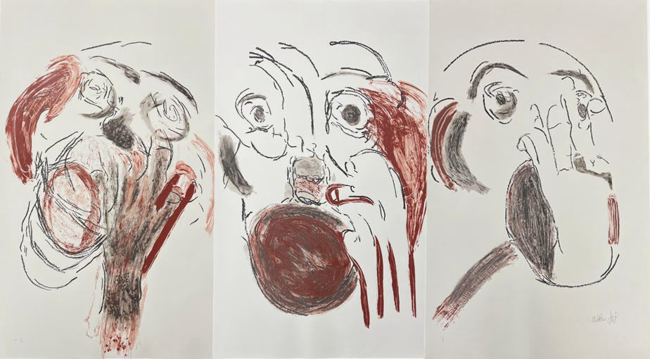 Massimiliano Frumenti "Il Cuore in Testa" 2002 Limited Signed Triptych Wall Art