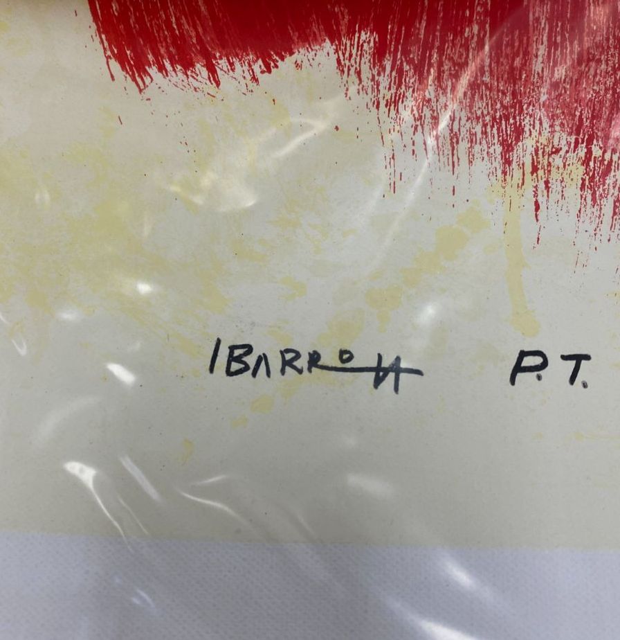 Agustín Ibarrola "Rojo" P.T. 2001 Limited Signed Wall Art | 72 x 100 cm