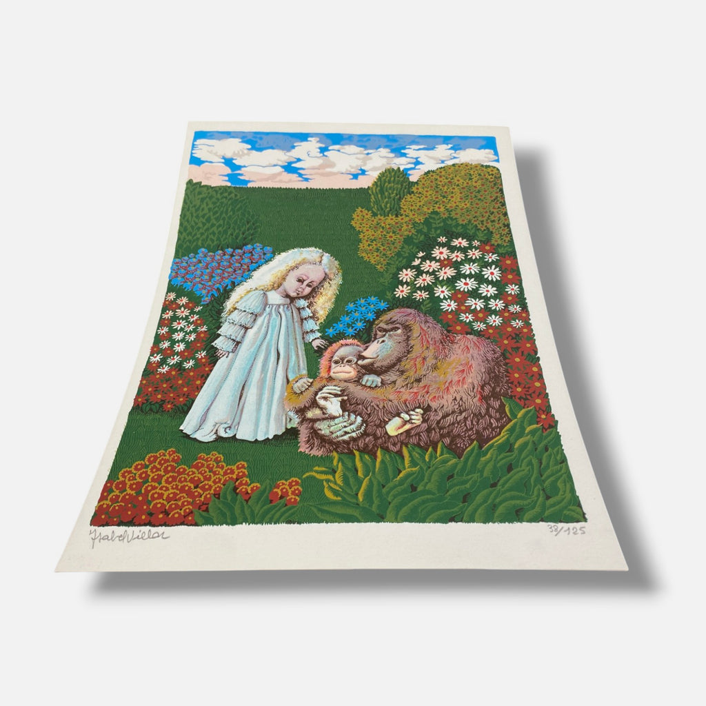 Isabel Villar "Niña con Monos" Fine Art Print | 34 x 24 cm