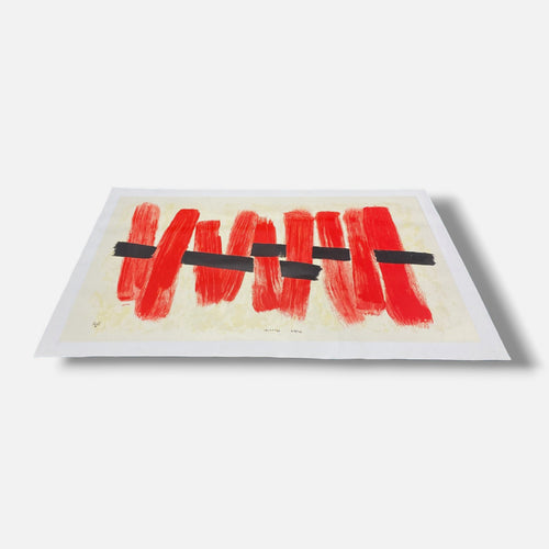 Agustín Ibarrola "Rojo" 2001 Limited Signed Wall Art | 72 x 100 cm