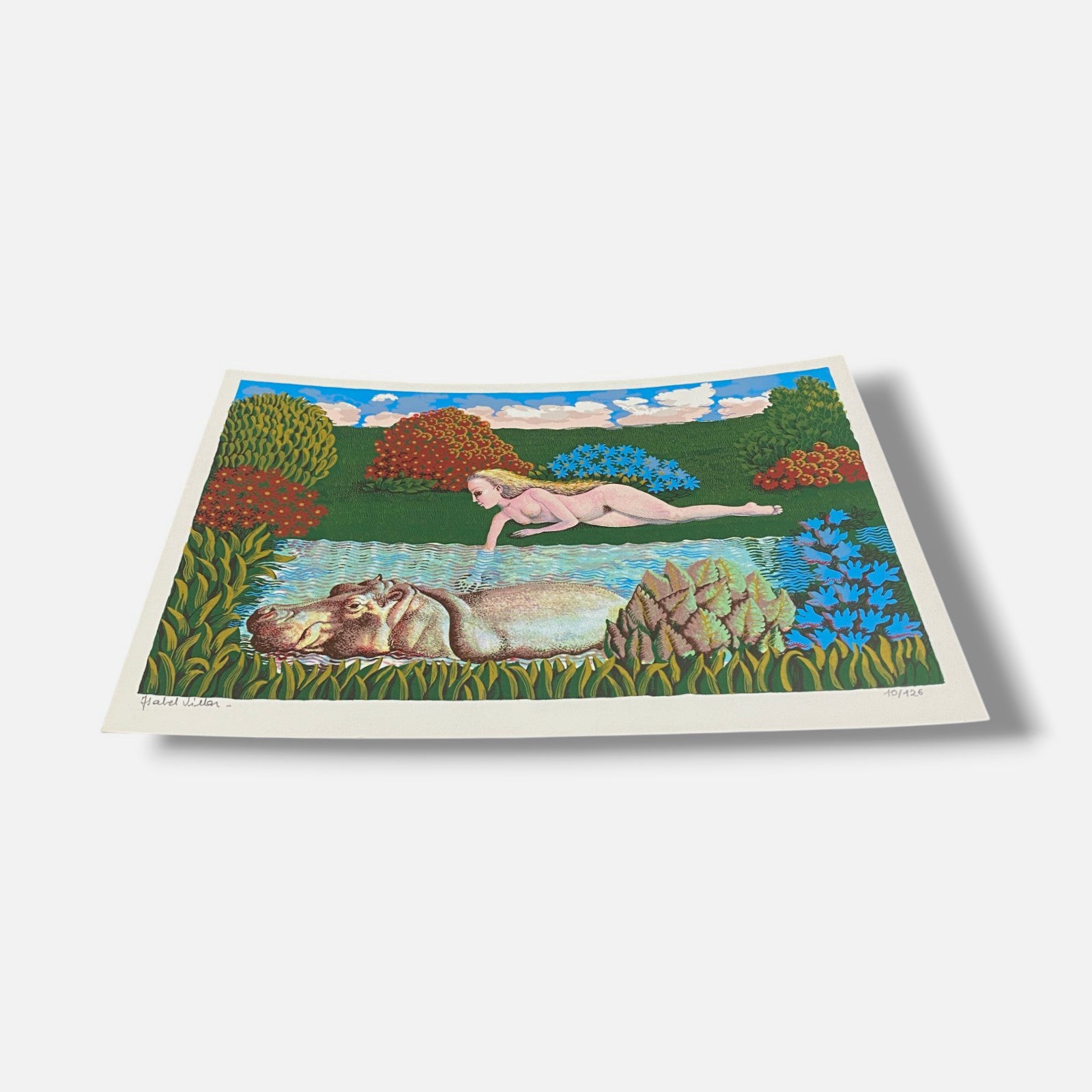 Isabel Villar "Niña con Hipopótamo" Fine Art Print | 34 x 24 cm